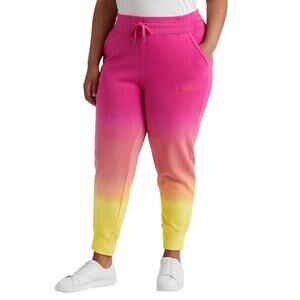 Lauren Ralph Lauren Women's Plus Size Pink Dip-Dyed French Terry Sweatpants 1x